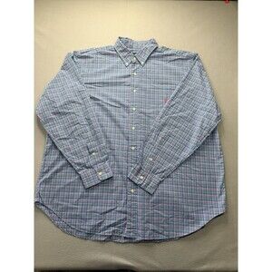 Ralph Lauren Men’s Long Sleeve Button Down Shirt 2XB Big & Tall Blue Pink Plaid